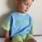 Custom Embroidered Colorblock Oversized Tee & Biker Set – Blue & Green
