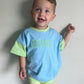Custom Embroidered Colorblock Oversized Tee & Biker Set – Blue & Green