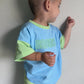 Custom Embroidered Colorblock Oversized Tee & Biker Set – Blue & Green