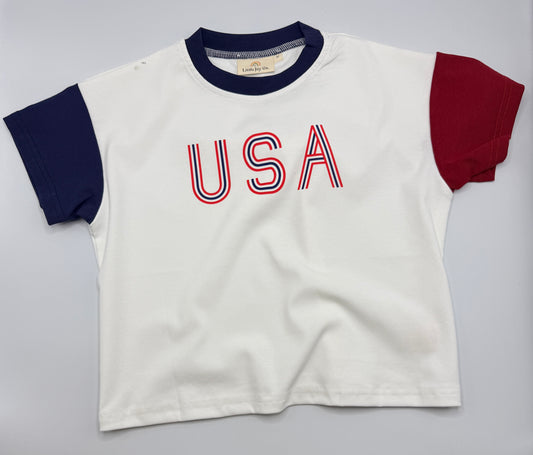 Retro USA Colorblock Oversized Tee or Bubble Romper