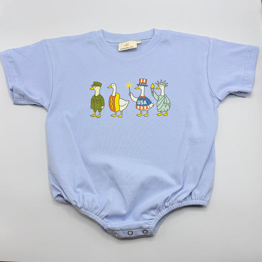 Patriotic Goose 4th of July Tee or Bubble Romper