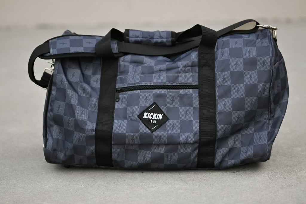 Black Gray Bolt Check Weekender