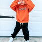 Custom Embroidered Orange Crewneck Sweatshirt, Tee or Bubble Romper - Spiderweb Font