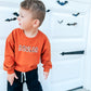 Custom Embroidered Orange Crewneck Sweatshirt, Tee or Bubble Romper - Spiderweb Font