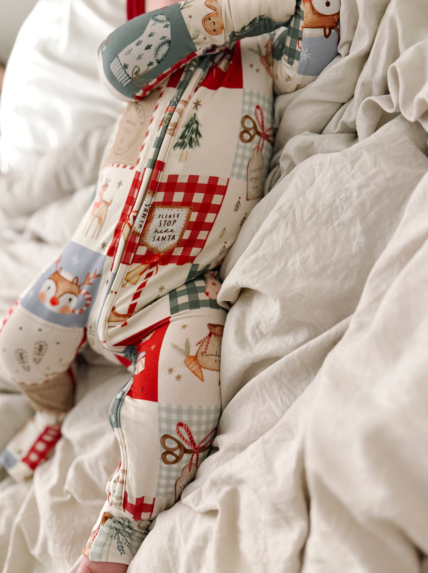 Christmas Patchwork Bamboo Pajamas - Zippy