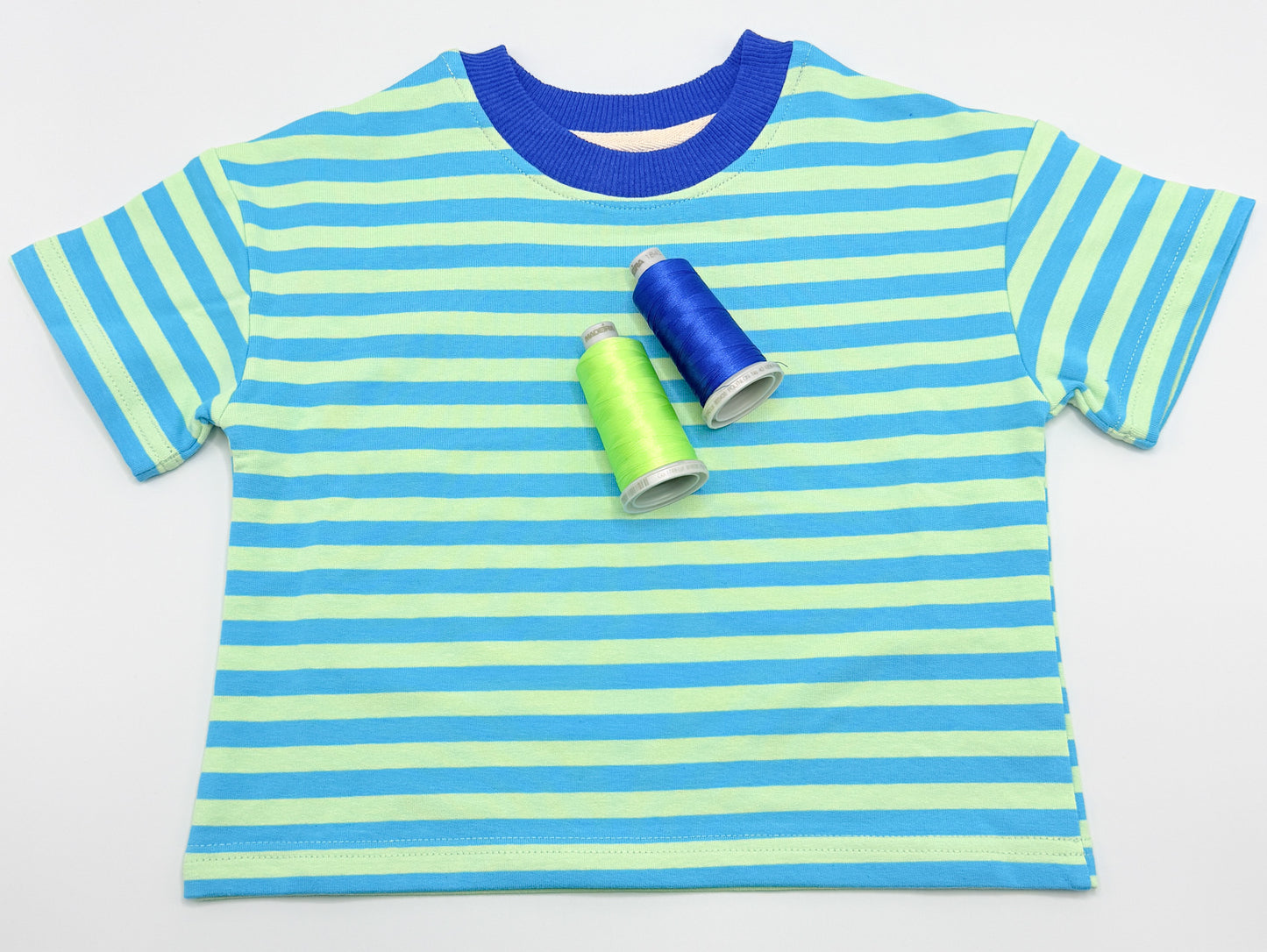 Blue Striped Organic Cotton Shorts Set - Optional Custom Embroidery