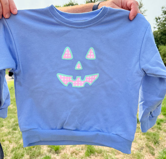 Pastel Gingham Jack O'Lantern Crewneck Sweatshirt or Romper