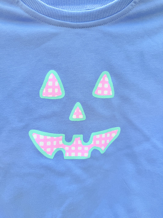 Pastel Gingham Jack O'Lantern Crewneck Sweatshirt or Romper