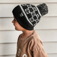 Black Smiley Check Beanie