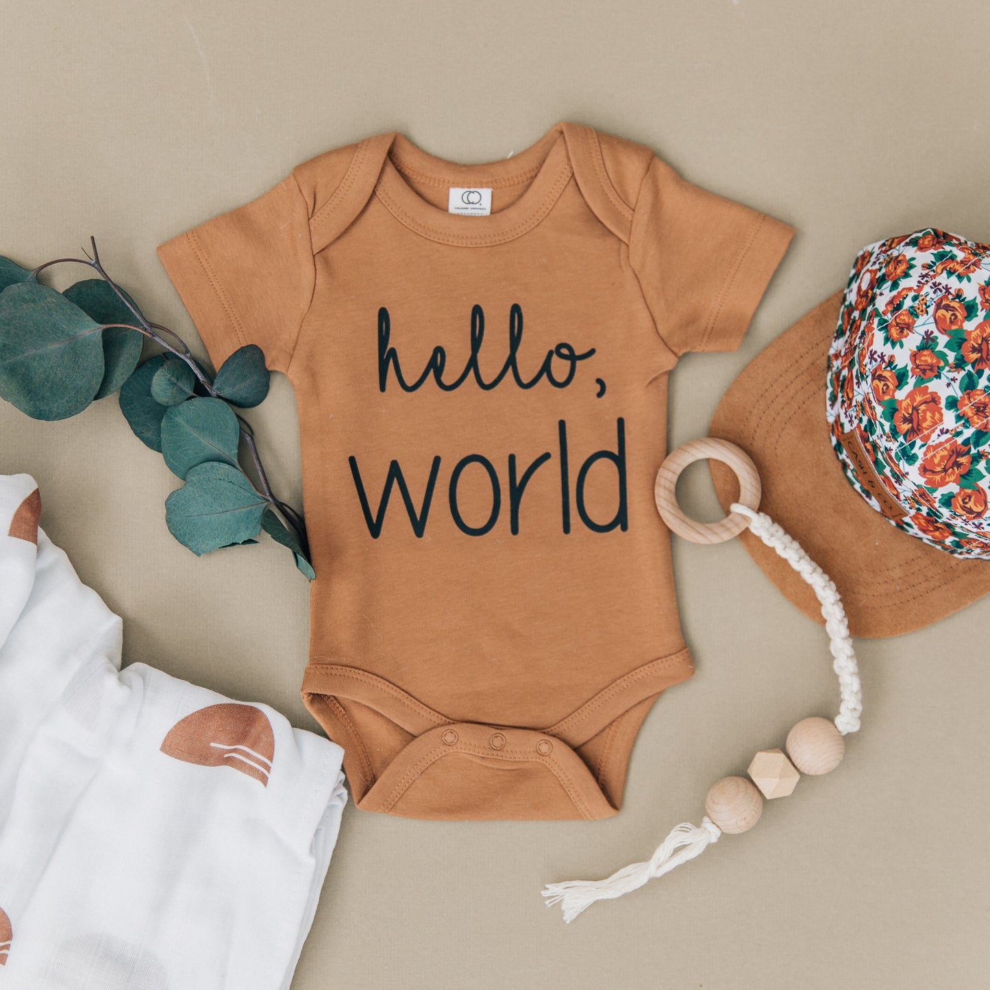 Hello World Black Organic Baby Onesie®