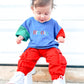 Custom Embroidered 90s Colorblock T-Shirt Romper or Oversized Tee Set - choice of bottoms
