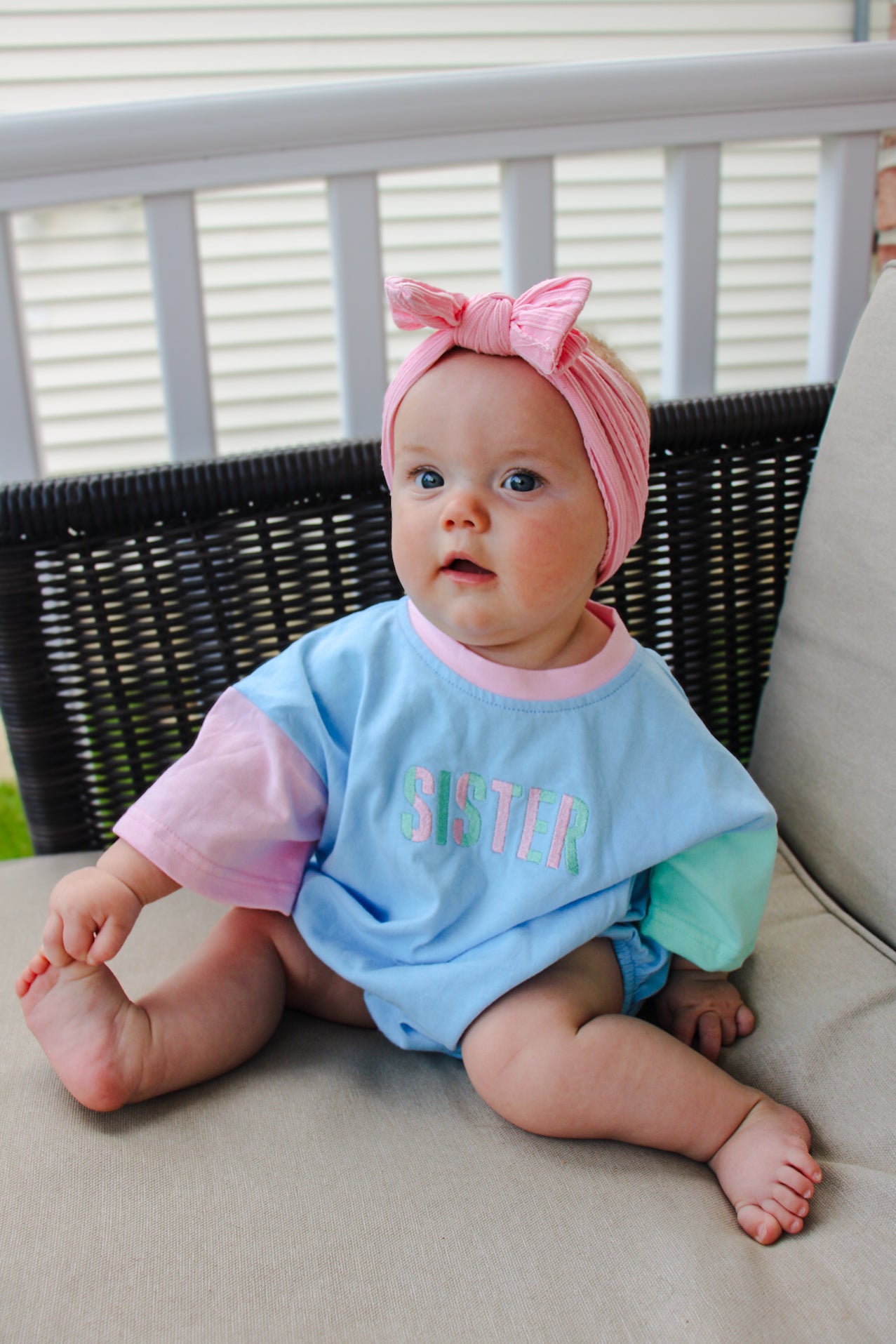 Custom Embroidered Baby Colorblock T-Shirt Romper