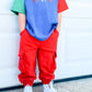 Custom Embroidered 90s Colorblock T-Shirt Romper or Oversized Tee Set - choice of bottoms