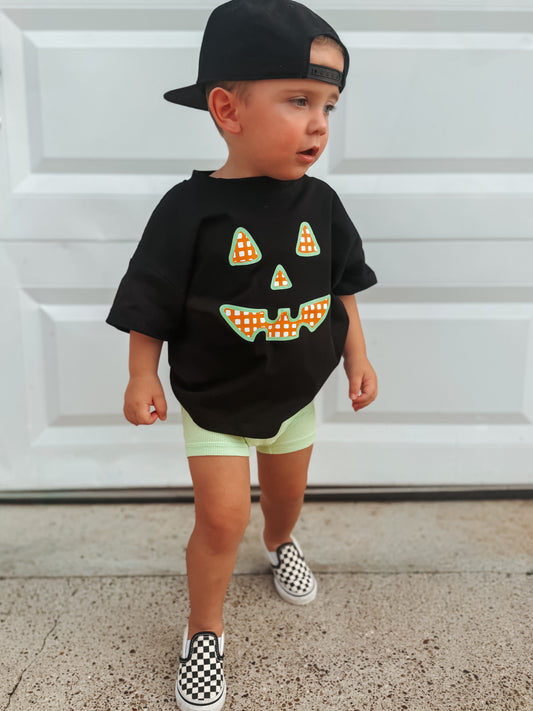 Gingham Jack o' Lantern Graphic Sweatshirt, Tee or Bubble Romper