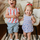 Smocked Red, White and Bows Bamboo Bubble Romper