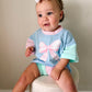 Pink Bow Colorblock Tee & Bamboo Shorts Set