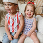 Smocked Red, White and Bows Bamboo Bubble Romper