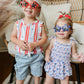 Smocked Red, White and Bows Bamboo Bubble Romper