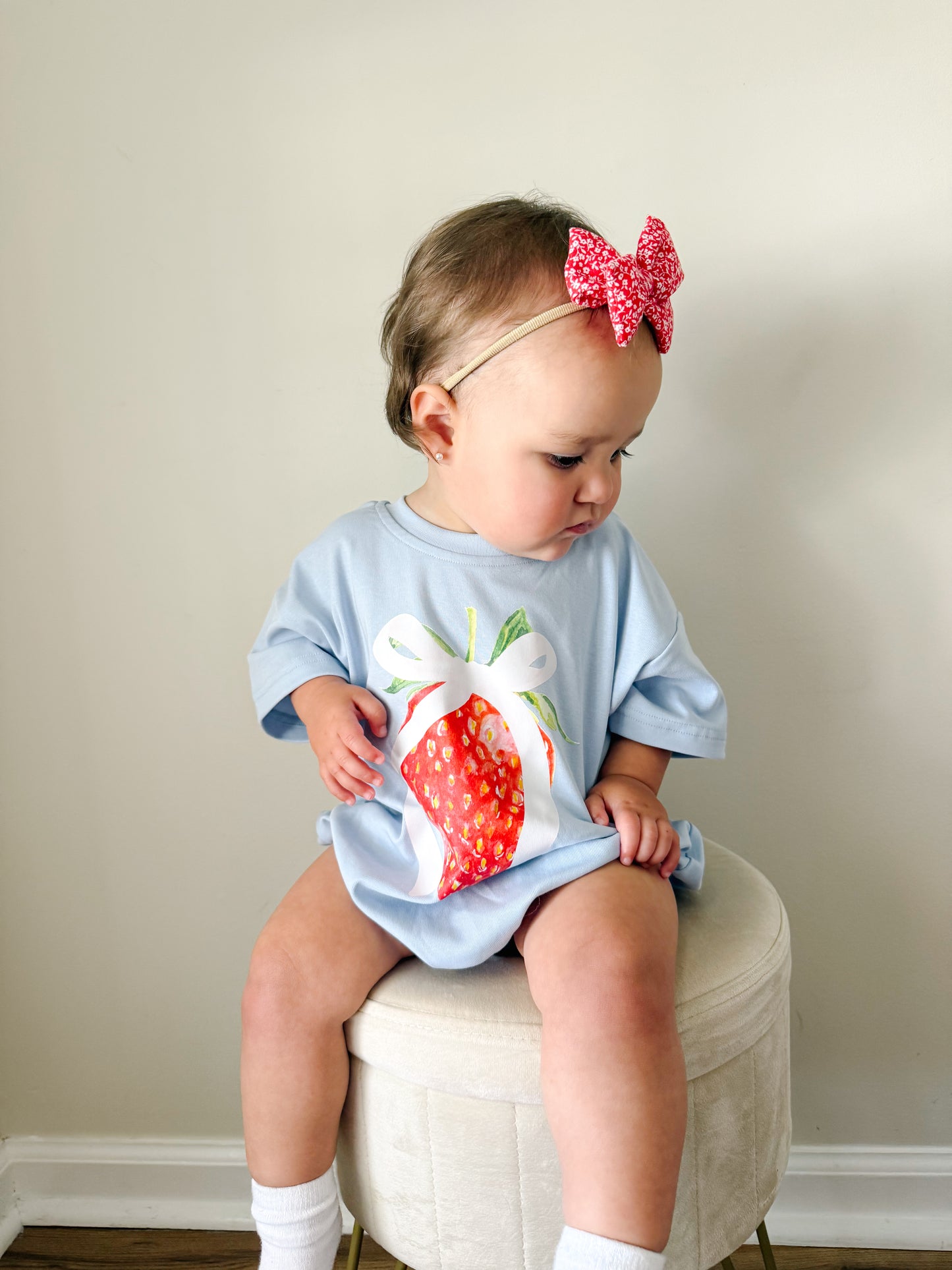 Coquette Strawberry Graphic Tee or Bubble Romper