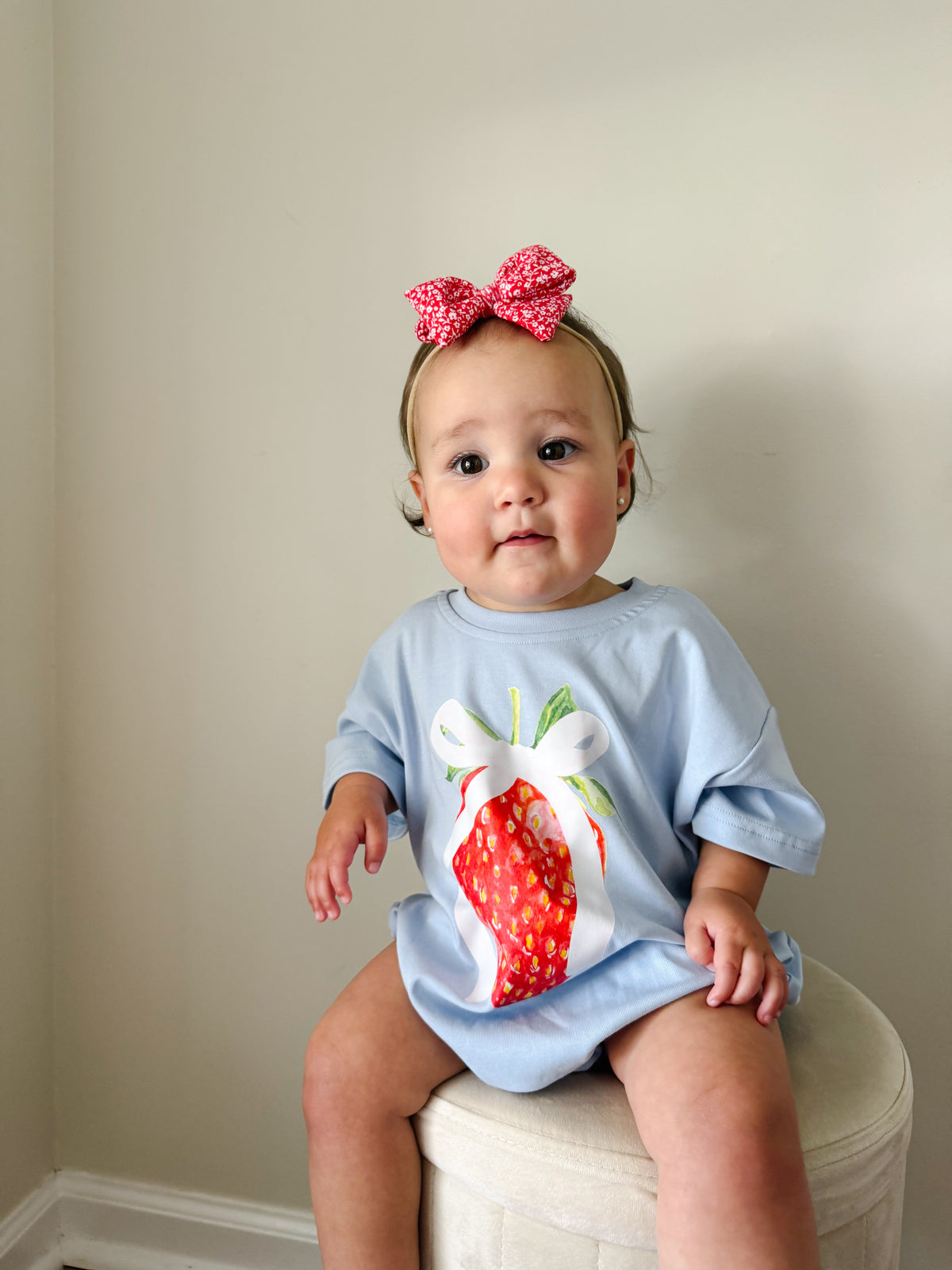 Coquette Strawberry Graphic Tee or Bubble Romper