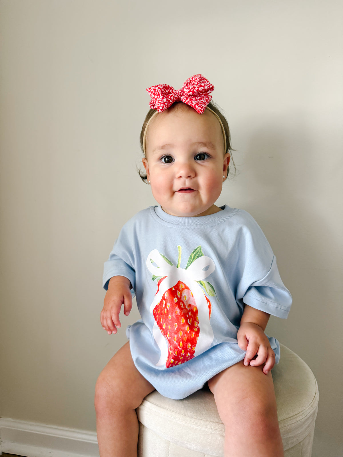 Coquette Strawberry Graphic Tee or Bubble Romper