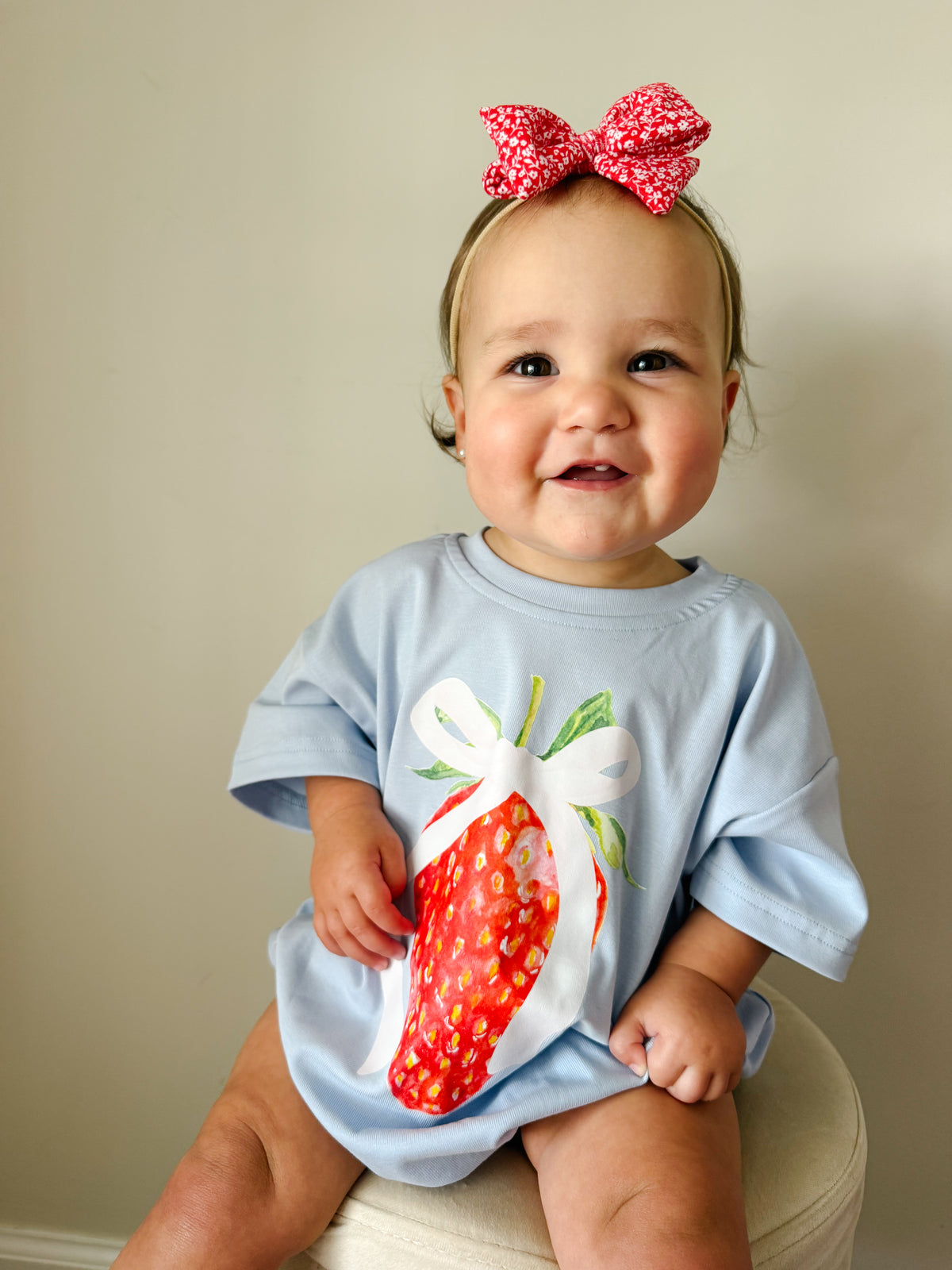 Coquette Strawberry Graphic Tee or Bubble Romper