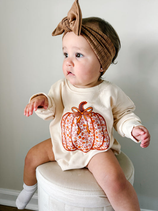 Floral Pumpkin Crewneck Sweatshirt or Sweatshirt Romper