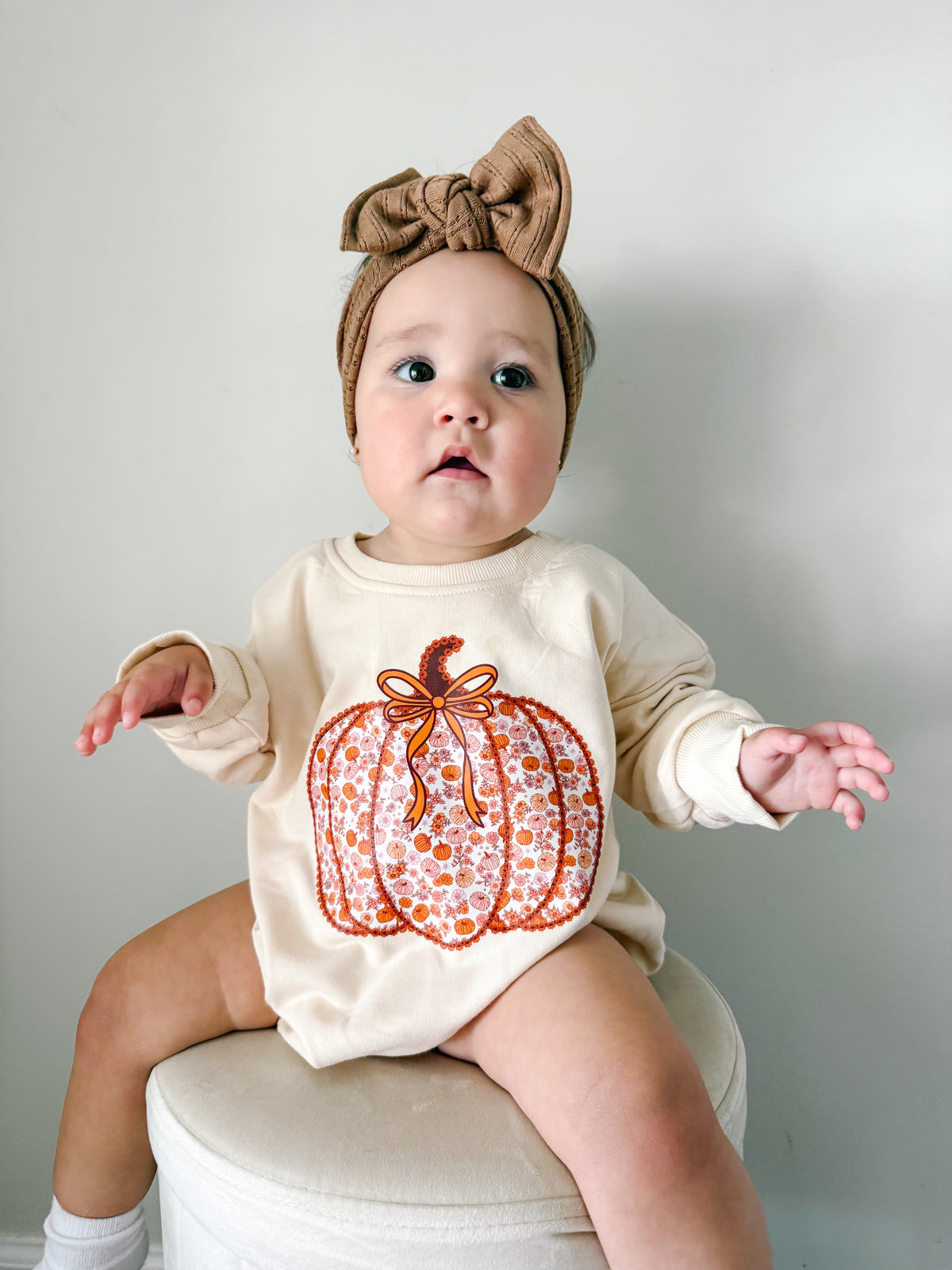 Floral Pumpkin Crewneck Sweatshirt or Sweatshirt Romper