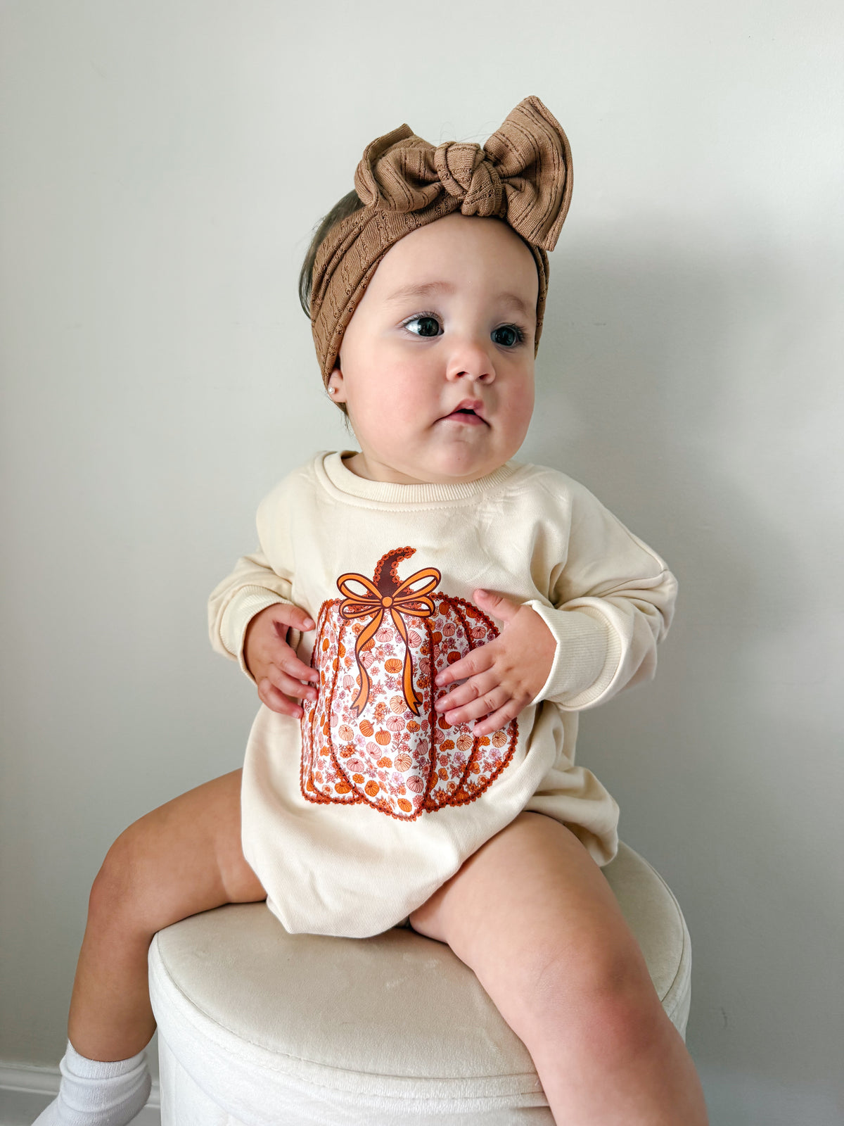 Floral Pumpkin Crewneck Sweatshirt or Sweatshirt Romper