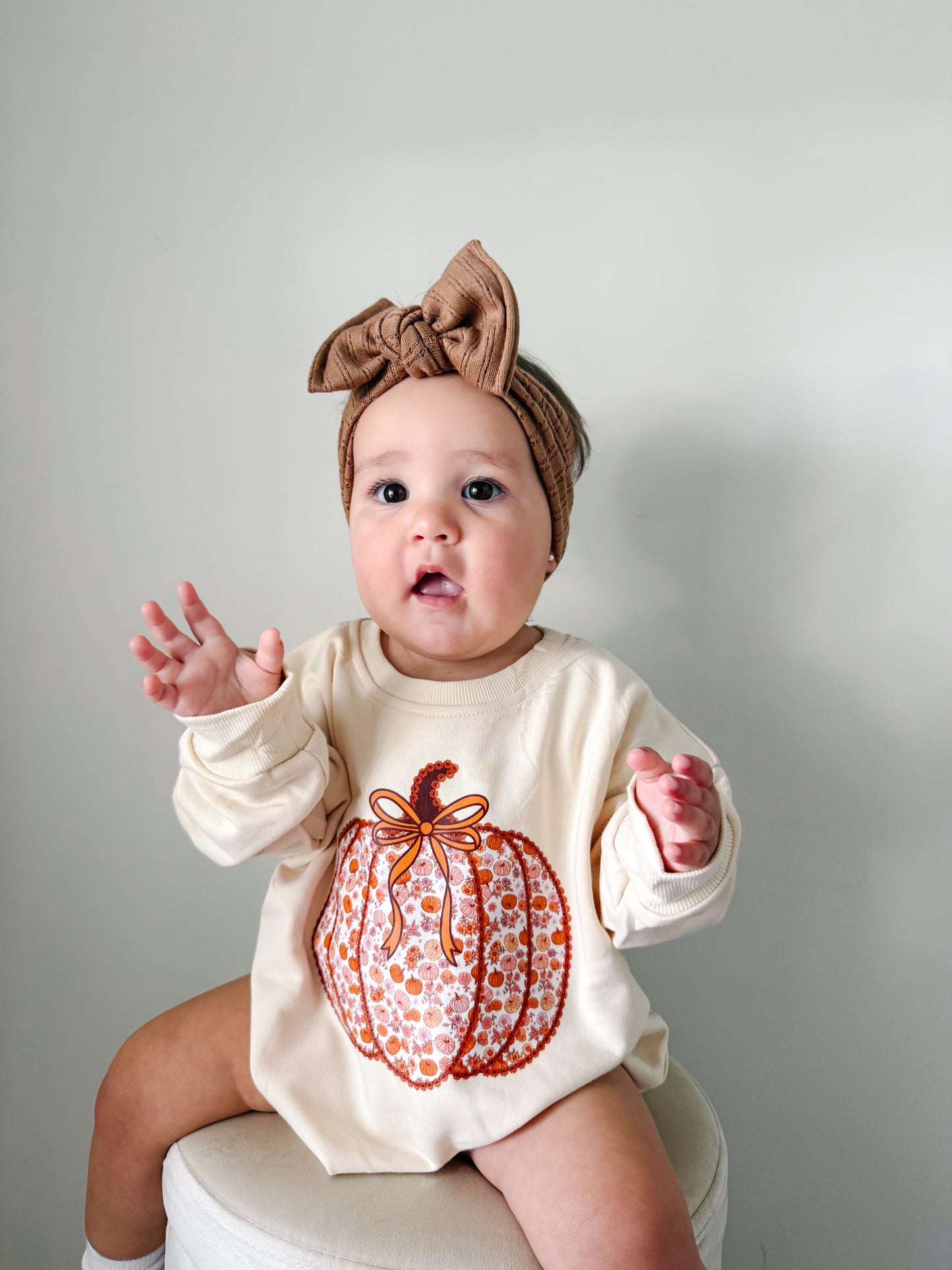 Floral Pumpkin Crewneck Sweatshirt or Sweatshirt Romper