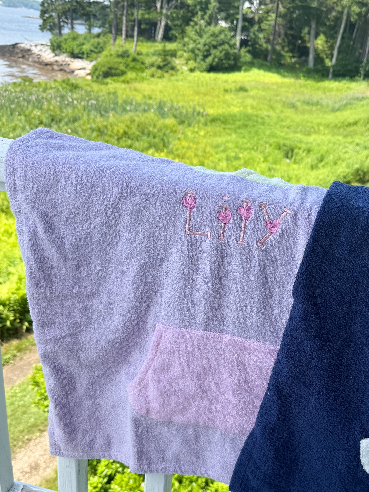 Strandponcho mit individueller Stickerei und Waffelmuster