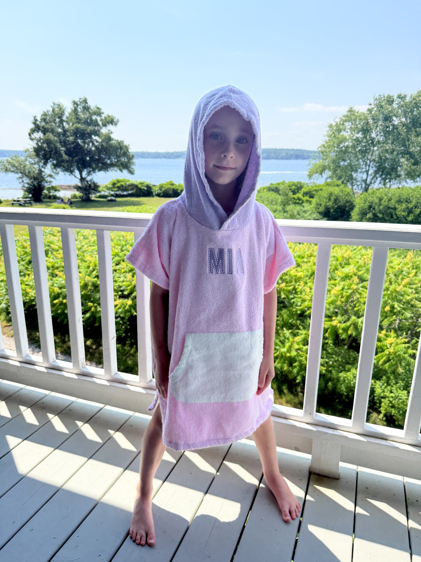 Strandponcho mit individueller Stickerei und Waffelmuster