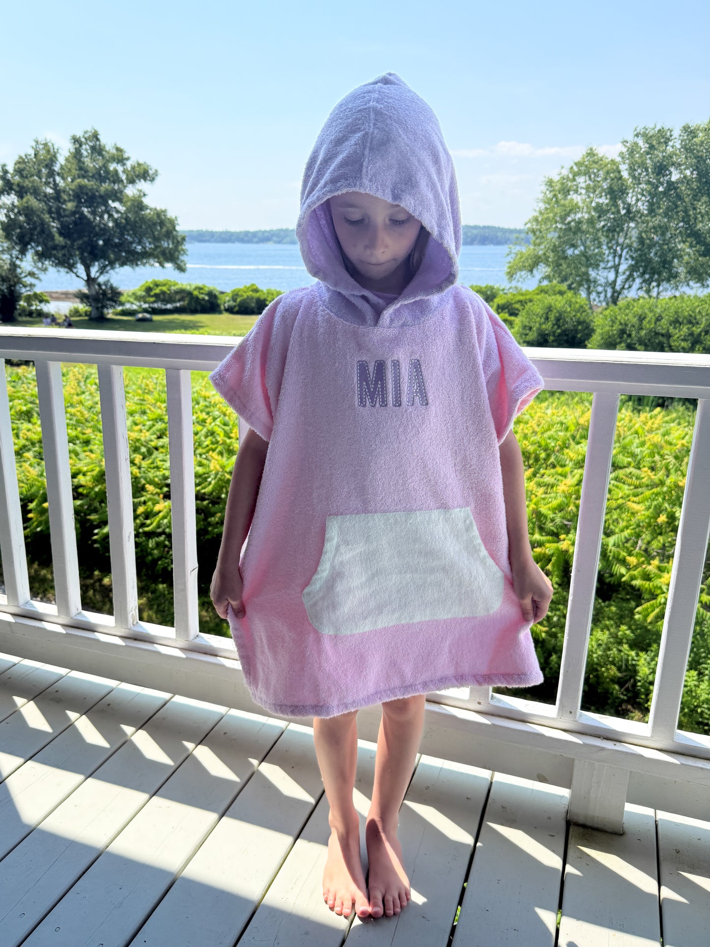 Strandponcho mit individueller Stickerei und Waffelmuster