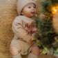 Custom Embroidered My First Christmas Knit Sweater Romper + Add-On Booties & Hat Set