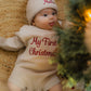 Custom Embroidered My First Christmas Knit Sweater Romper + Add-On Booties & Hat Set