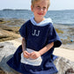 Strandponcho mit individueller Stickerei und Waffelmuster