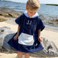 Strandponcho mit individueller Stickerei und Waffelmuster