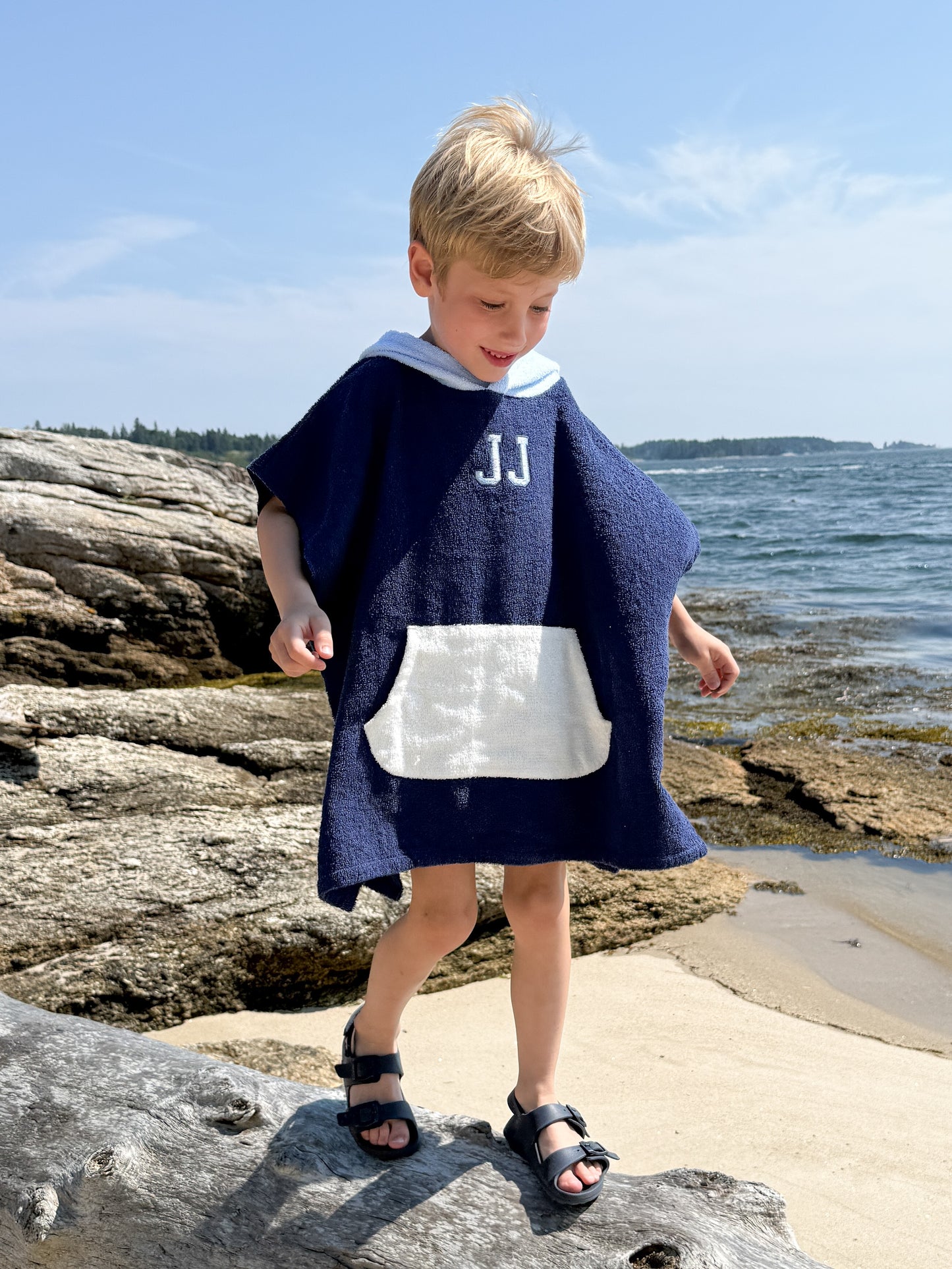 Strandponcho mit individueller Stickerei und Waffelmuster