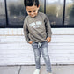 Cool Kids Club Chenille Child Waffle Sleeve Crewneck - Faded Gray