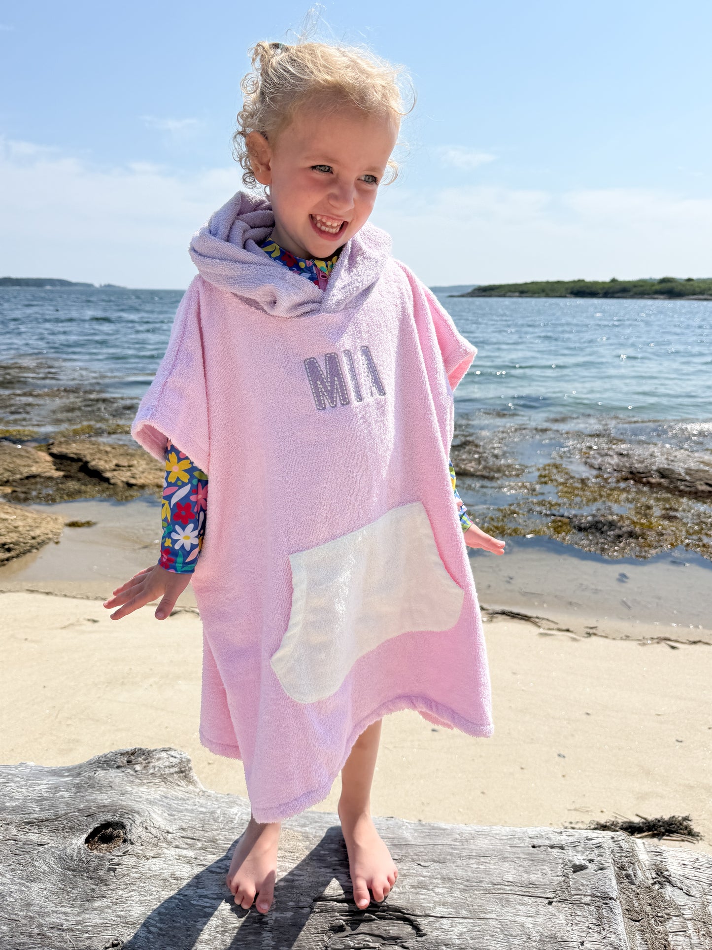 Strandponcho mit individueller Stickerei und Waffelmuster