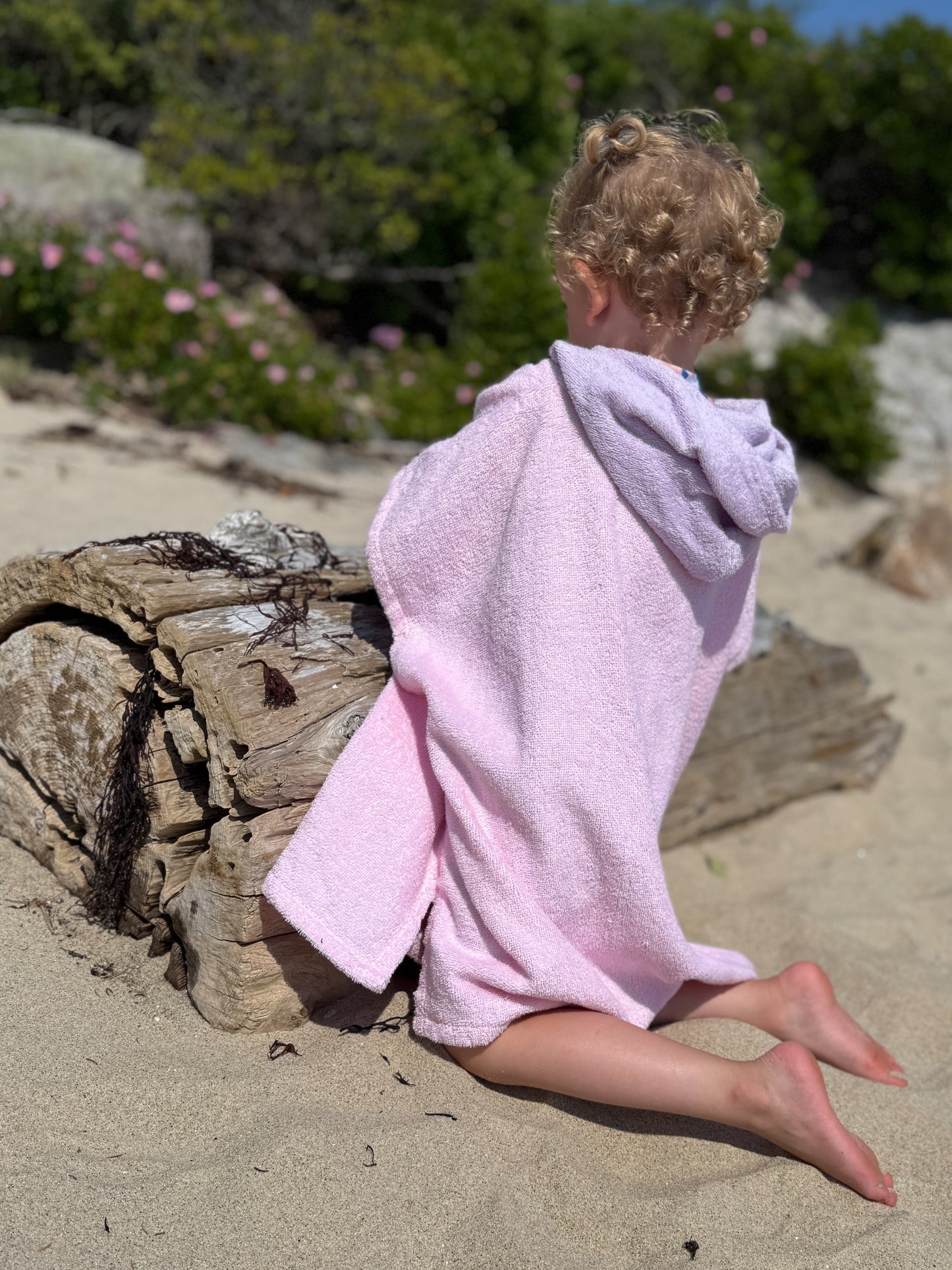 Strandponcho mit individueller Stickerei und Waffelmuster