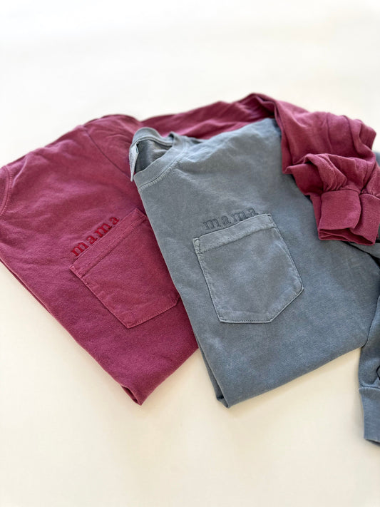 Mama Tonal Long Sleeve Pocket Tee