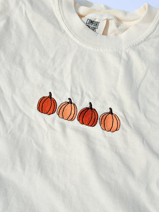 Adult Embroidered Pumpkins Comfort Colors Tee