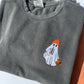 Adult Embroidered Iced Coffee Ghost Comfort Colors Crewneck Sweatshirt - more colors