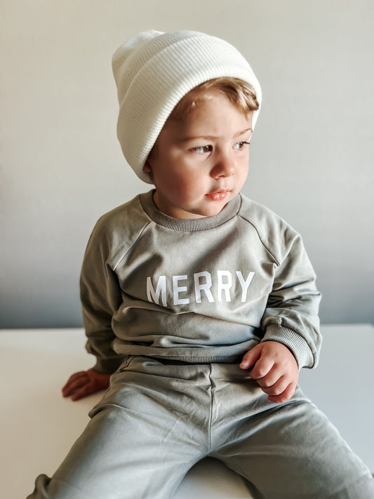 Merry Sweatshirt mit Rundhalsausschnitt aus Bio-Baumwolle - Grün