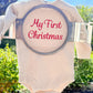 Custom Embroidered My First Christmas Knit Sweater Romper + Add-On Booties & Hat Set