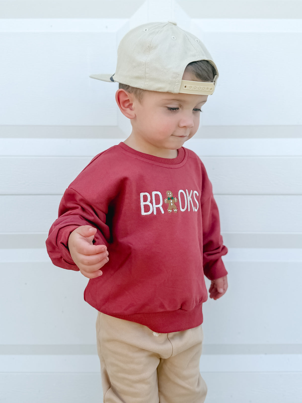 Custom Embroidered Gingerbread Christmas Sweatshirt or Romper