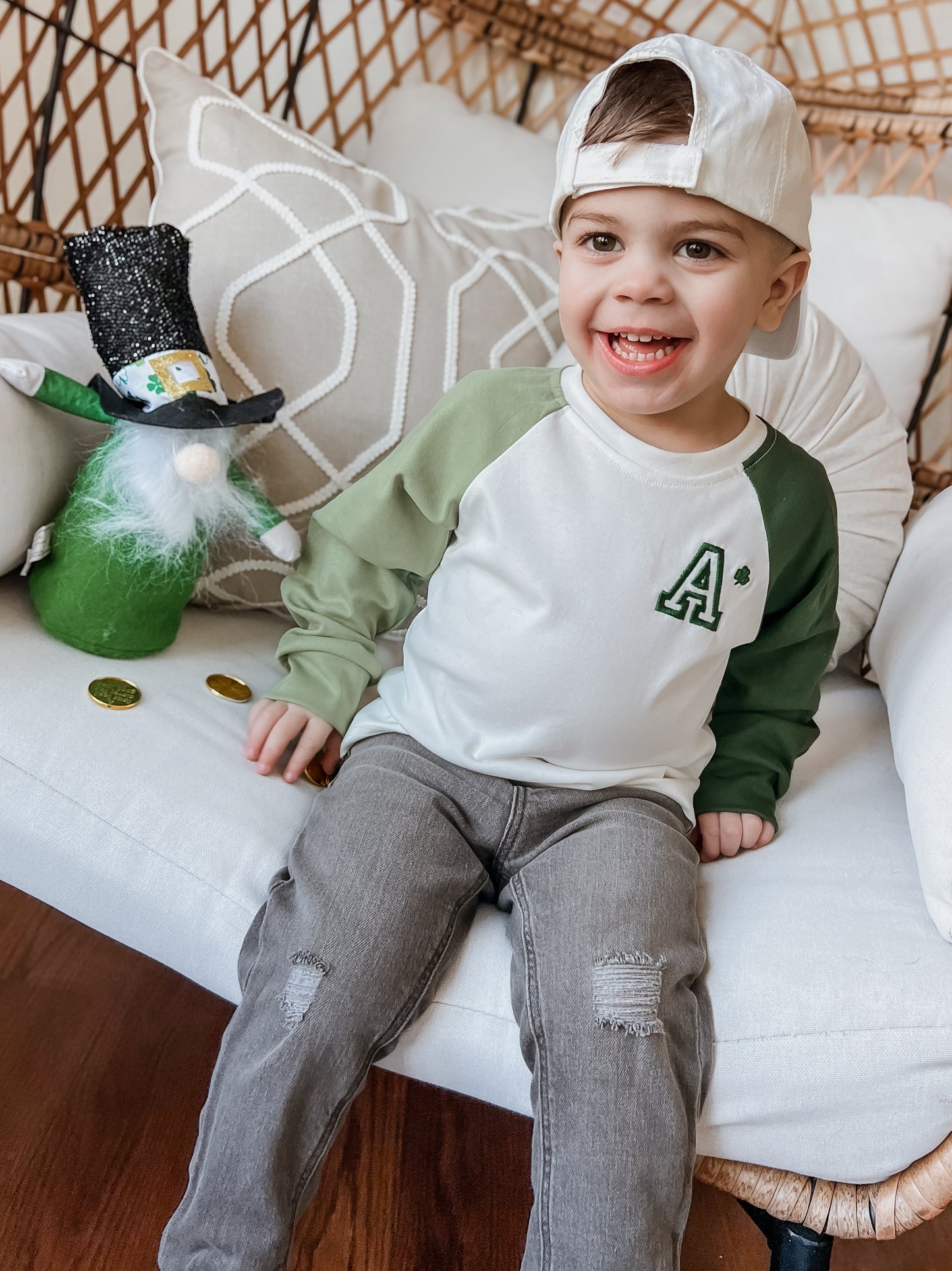 Custom Embroidered St. Patrick's Day Colorblock Tee