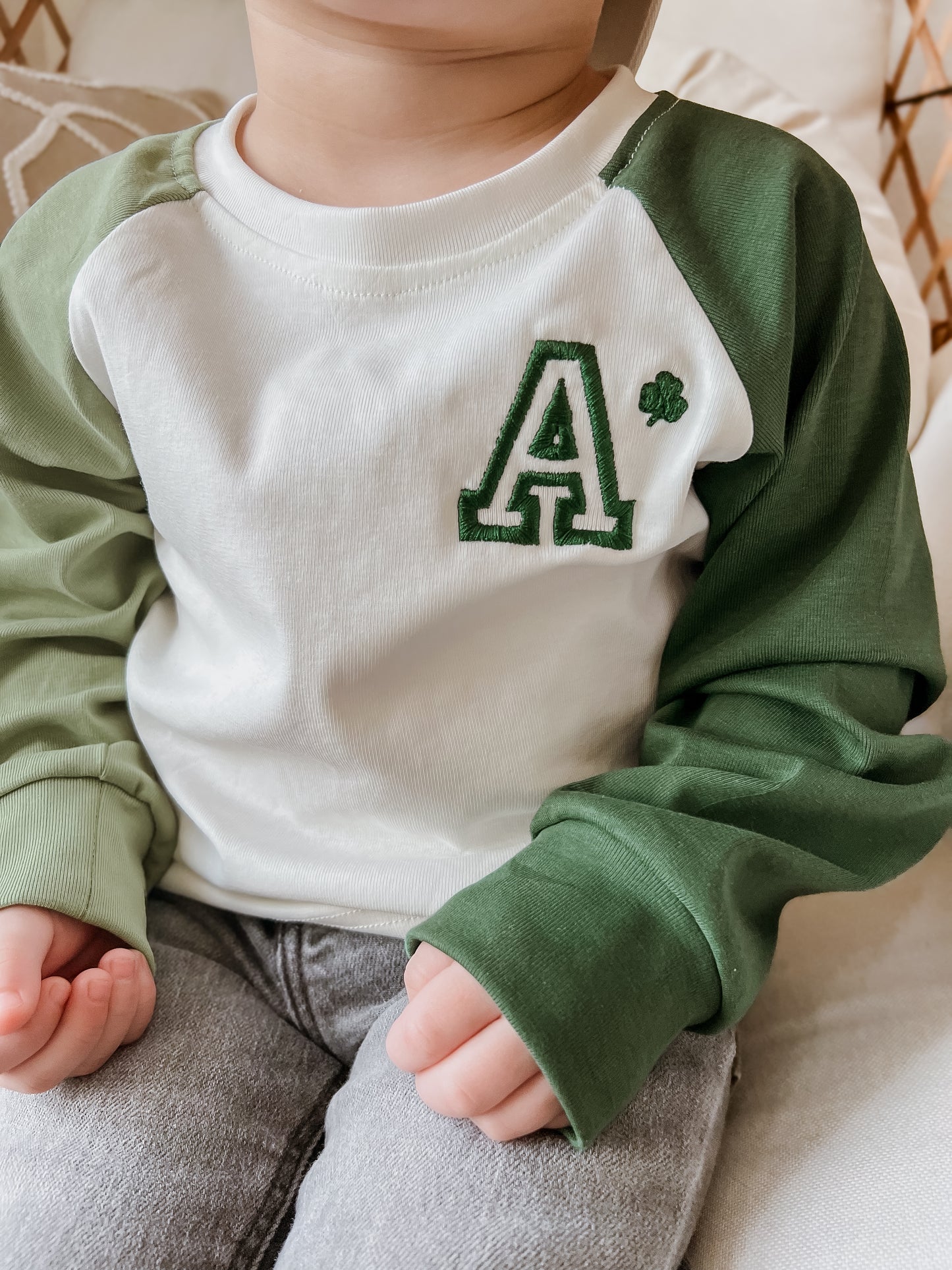 Custom Embroidered St. Patrick's Day Colorblock Tee