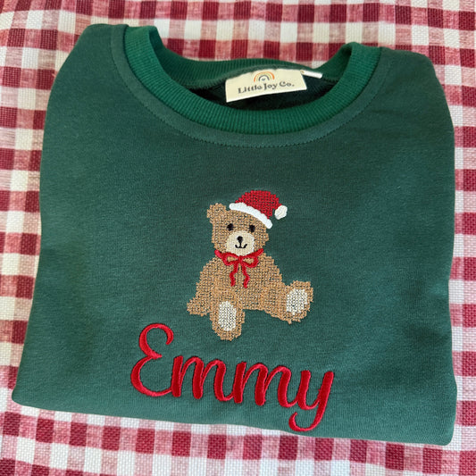 Jogginganzug aus Bio-Baumwolle mit Weihnachtsstickerei - Creme